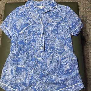 Alexander Del Rossa, Women's Blue Paisley Short Pajama Set, Size L
